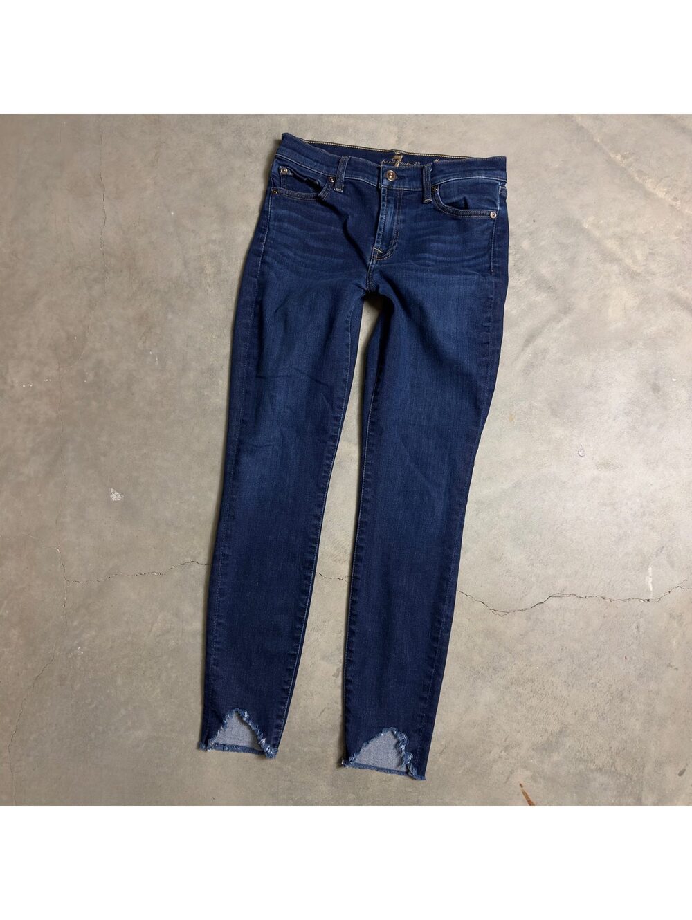 7FAM The Ankle Skinny Jeans Womens 27 Dark Wash